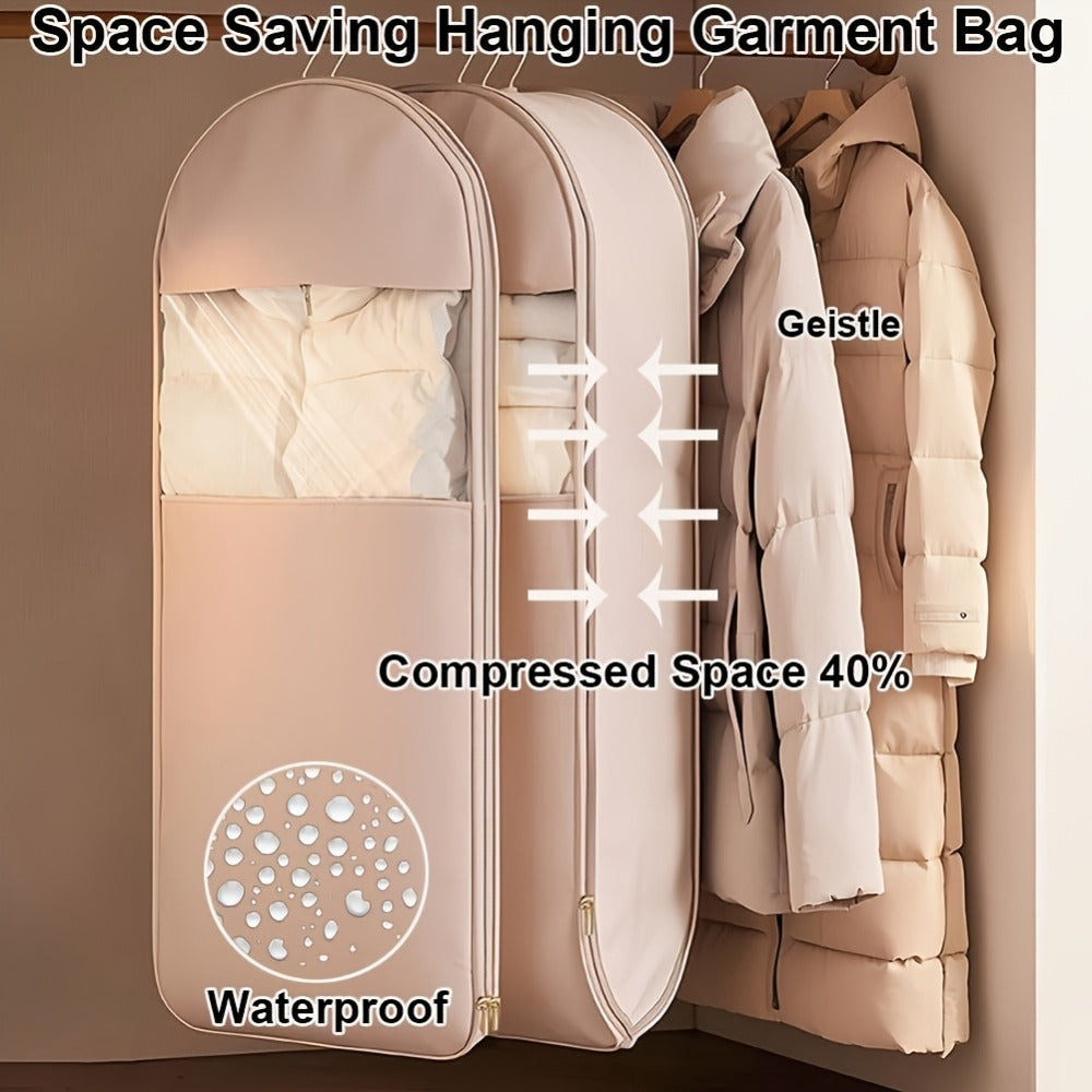 Travel Organizer Bag – Transparent, Compressible Hanging Garment Satin Transparent – front view
