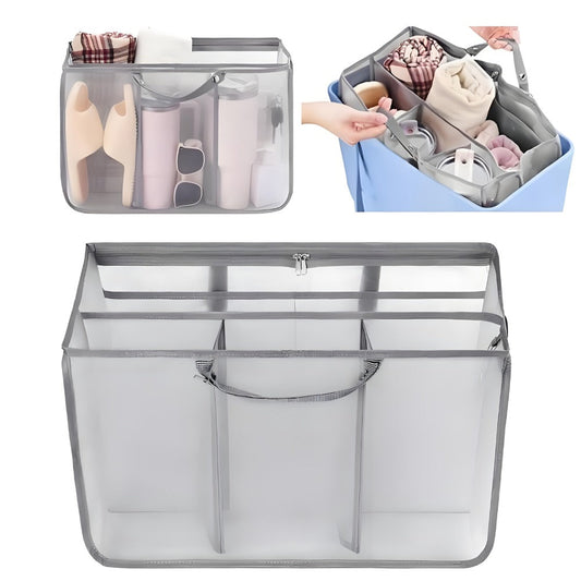 Travel Organizer Bag – for Travel, Large Beach Organizer Insert Multifunctional – front view