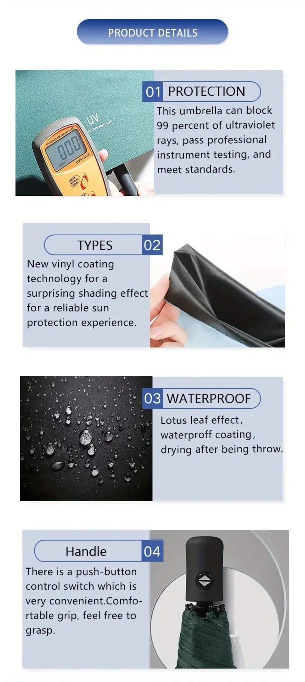 Travel Umbrella – Automatic, Lightweight, Waterproof, Windproof – detail view 20