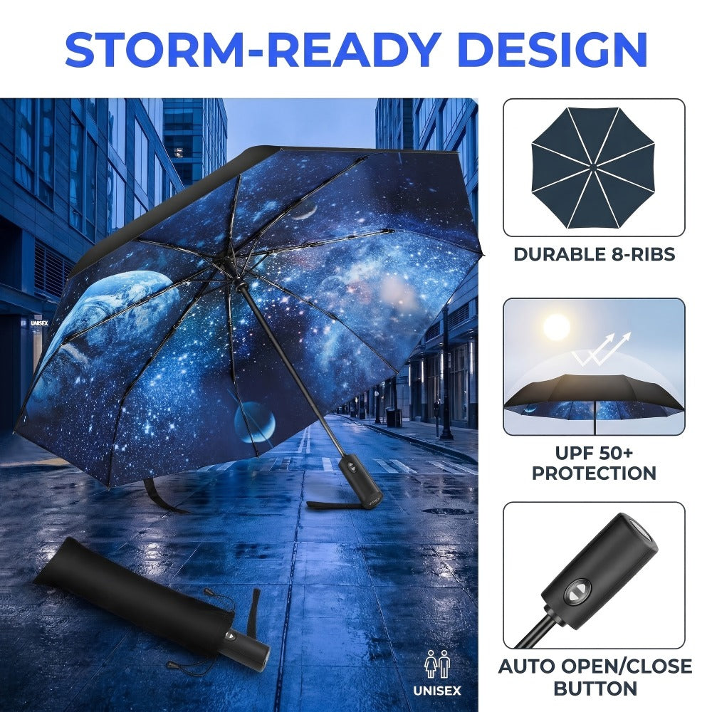 Travel Umbrella – Compact, Windproof, Foldable, for Travel & Work – detail view 8