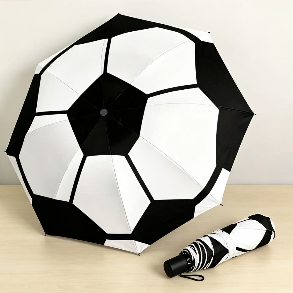 Travel Umbrella – Soccer Ball Print Folding Umbrella – detail view 14