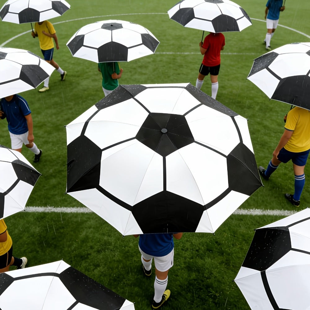 Travel Umbrella – Soccer Ball Print Folding Umbrella – detail view 4