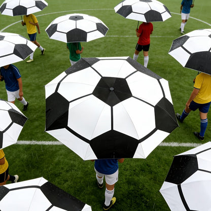 Travel Umbrella – Soccer Ball Print Folding Umbrella – detail view 4