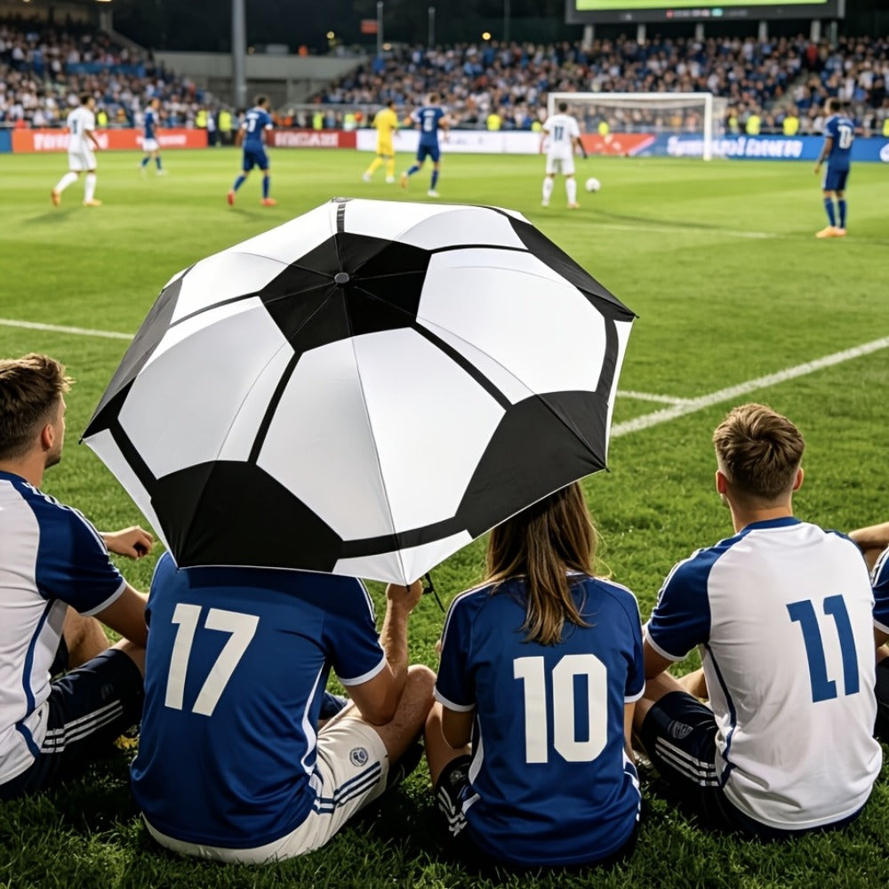 Travel Umbrella – Soccer Ball Print Folding Umbrella – detail view 5