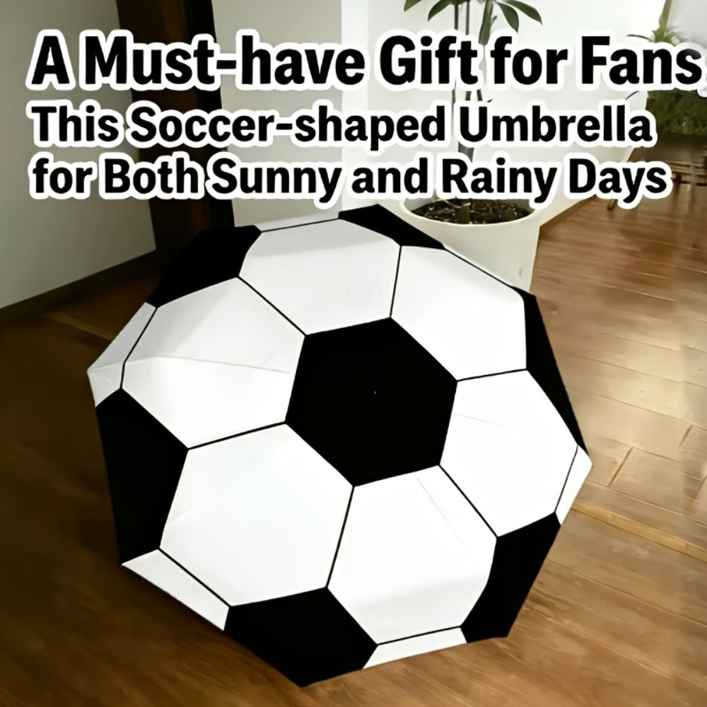 Travel Umbrella – Soccer Ball Print Folding Umbrella – detail view 6