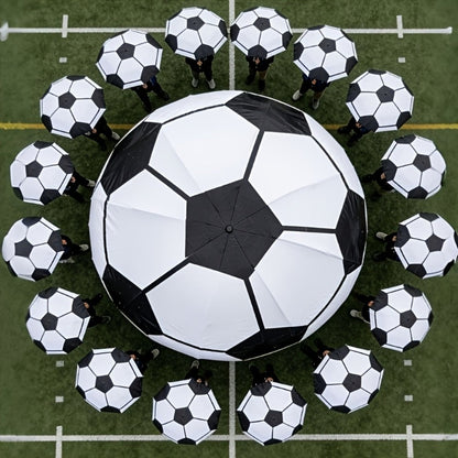 Travel Umbrella – Soccer Ball Print Folding Umbrella – detail view 7