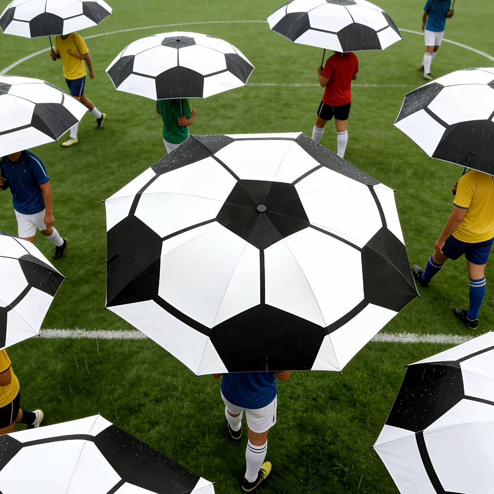 Travel Umbrella – Soccer Ball Print Folding Umbrella – detail view 16