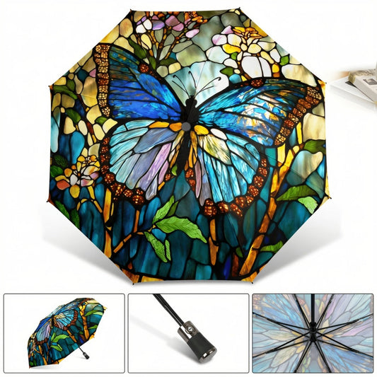 Travel Umbrella – for Travel, Butterfly Print Auto Open Close – detail view 2
