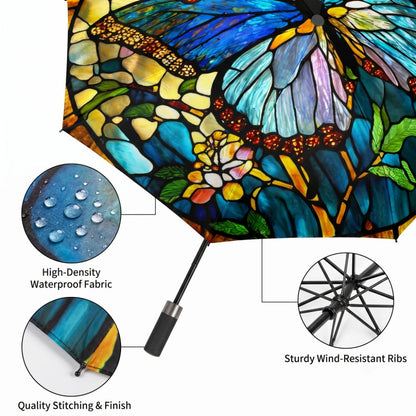 Travel Umbrella – for Travel, Butterfly Print Auto Open Close – detail view 4