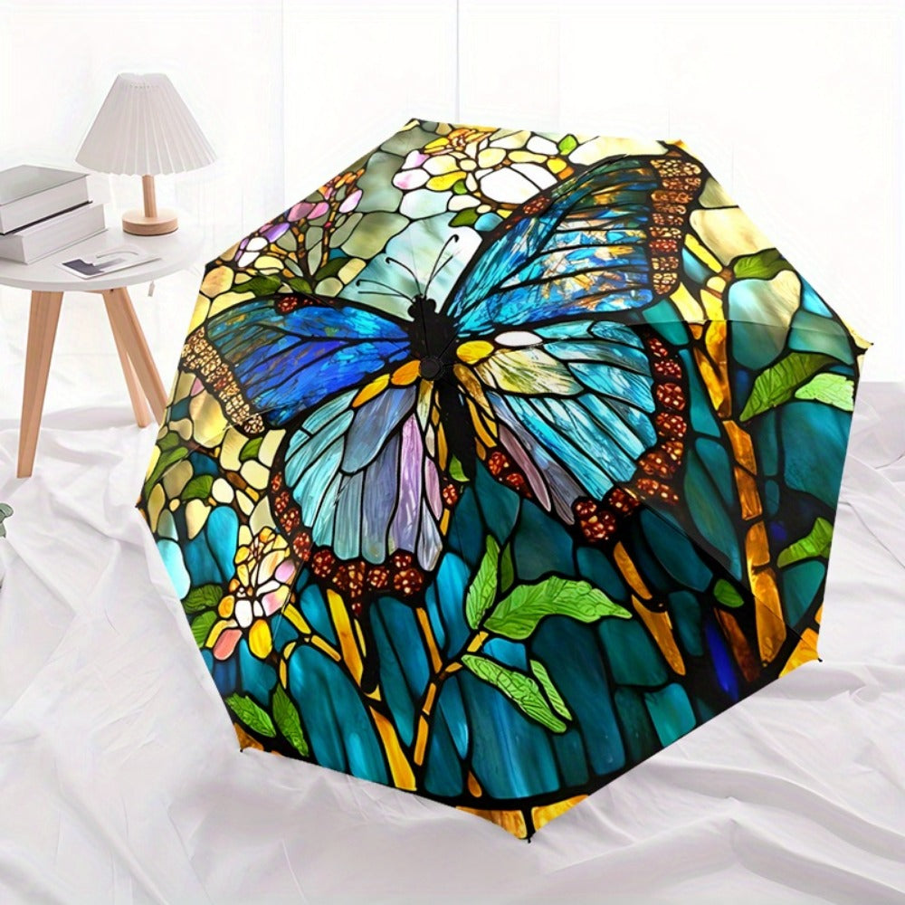 Travel Umbrella – for Travel, Butterfly Print Auto Open Close – detail view 7