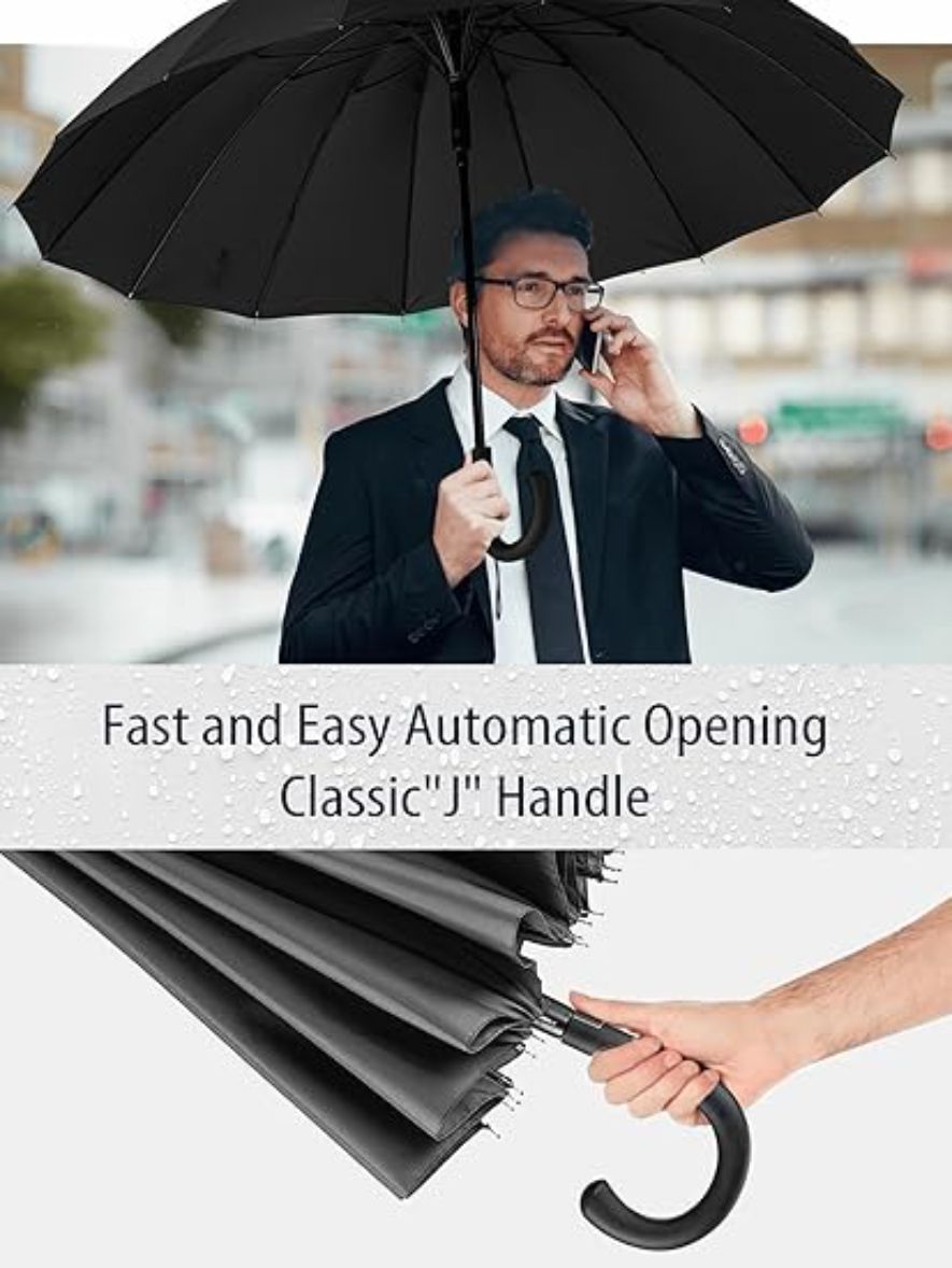 Travel Umbrella – Windproof, Inverted Umbrella C Shaped Handle – detail view 9