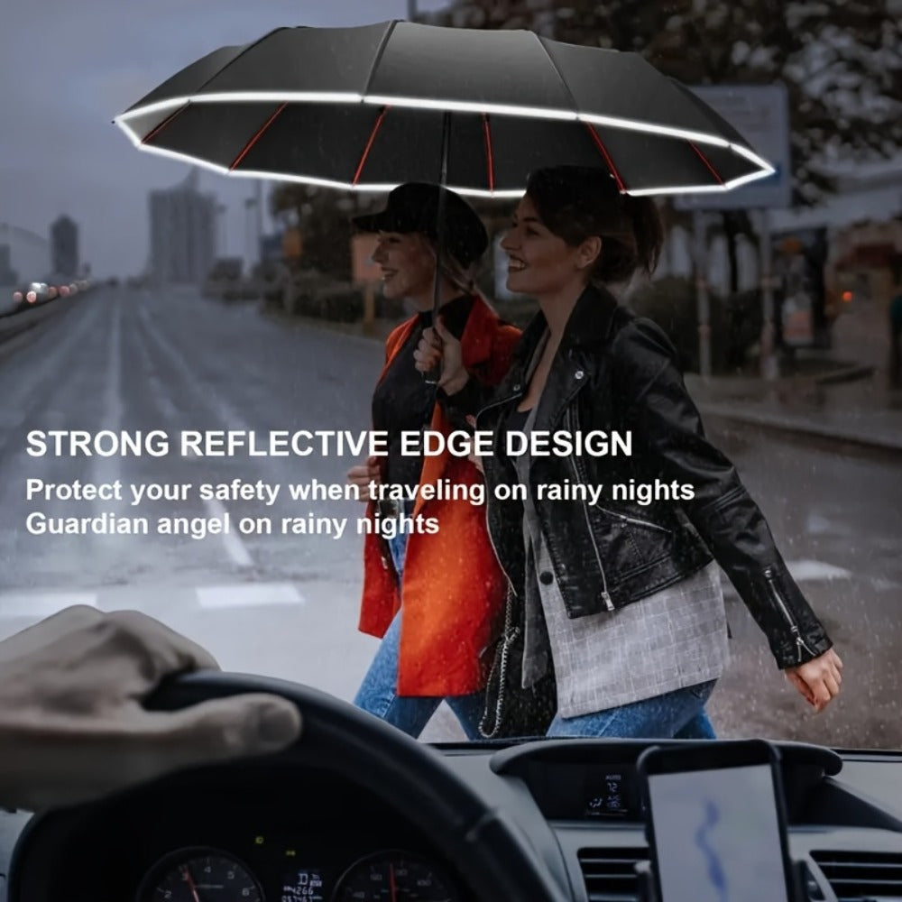 Travel Umbrella – Windproof, Rib Windproof Reverse Folding Umbrella – front view