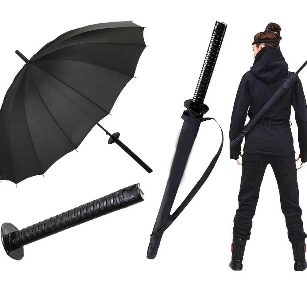 Travel Umbrella – Windproof, Samurai Sword Umbrella Auto Open – front view