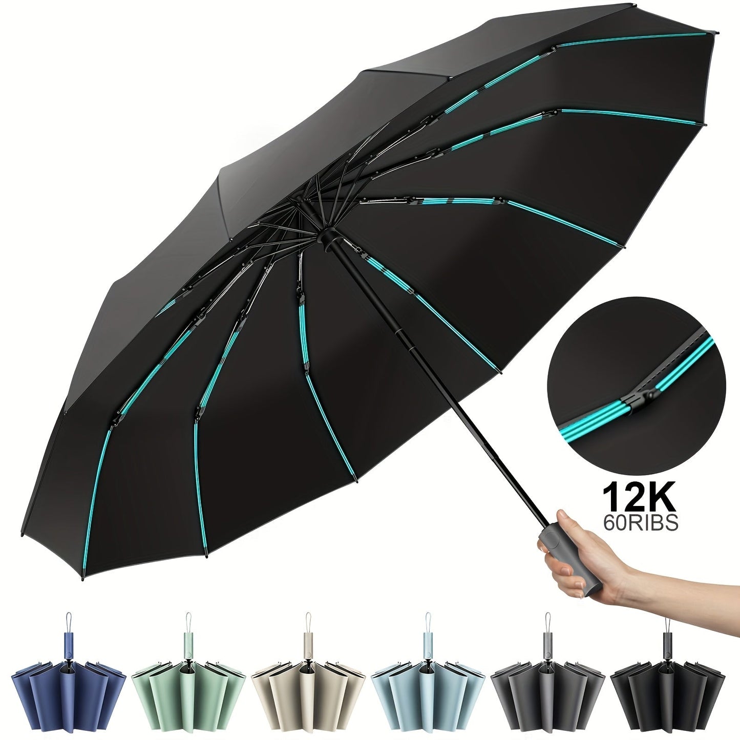 Travel Umbrella – Windproof, Super Strong Windproof Umbrella Auto – detail view 15