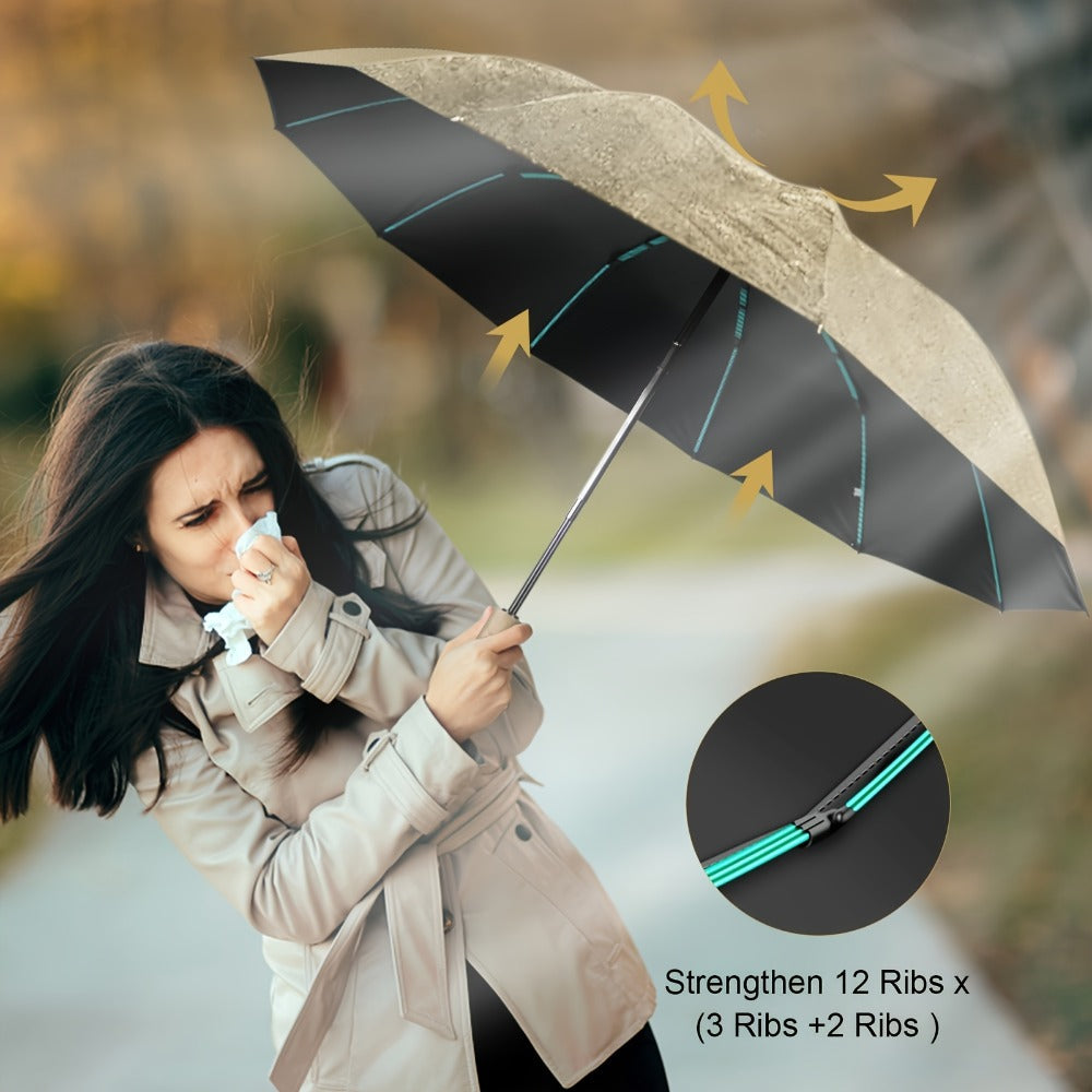 Travel Umbrella – Windproof, Super Strong Windproof Umbrella Auto – detail view 3