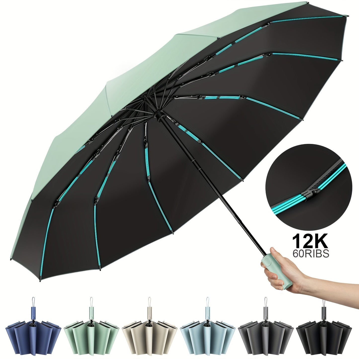 Travel Umbrella – Windproof, Super Strong Windproof Umbrella Auto – detail view 17