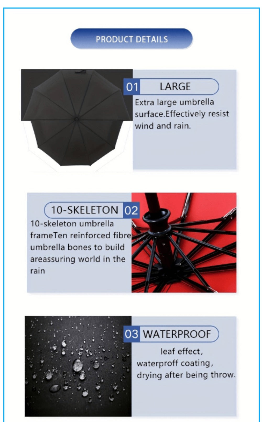Travel Umbrella – Windproof, Compact, for Travel – detail view 7