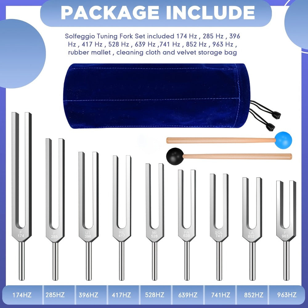 Tuning Fork Set, 9pcs, 174Hz, Forks, Set-with for Pitch Reference detail image - detail view 3
