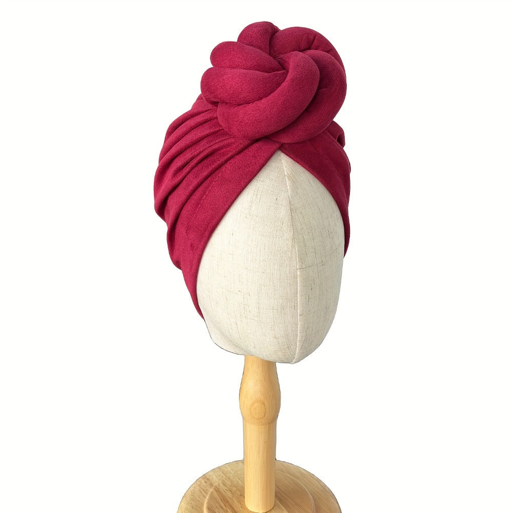 Turban Hat - Pre-tied 4pcs Set - Knotted Headscarf Floral Print Stretch Hair Cap for - product detail view 4