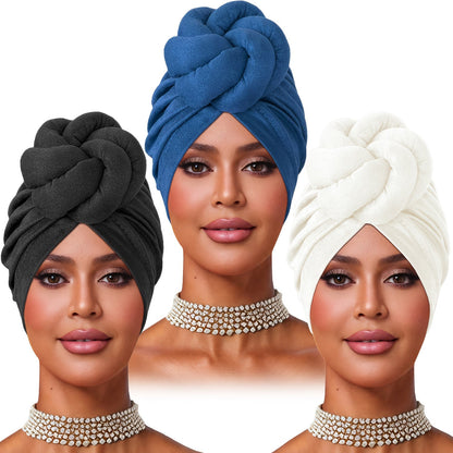 Turban Hat - Pre-tied 4pcs Set - Knotted Headscarf Floral Print Stretch Hair Cap for - product detail view 15