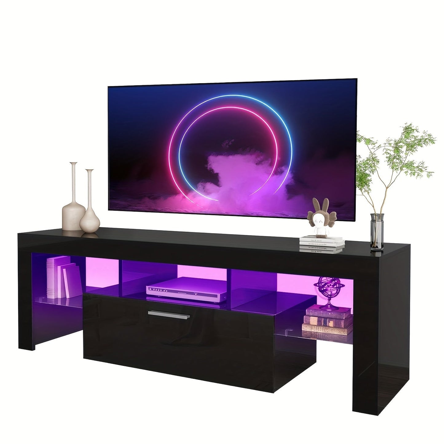 TV Stand shown in the Black, L51 Inches, for TVs below 55" option