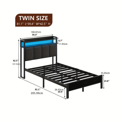 Twin Queen Bed Frame with Charging Station for Bedroom Comfort and Support detail image - detail view 12