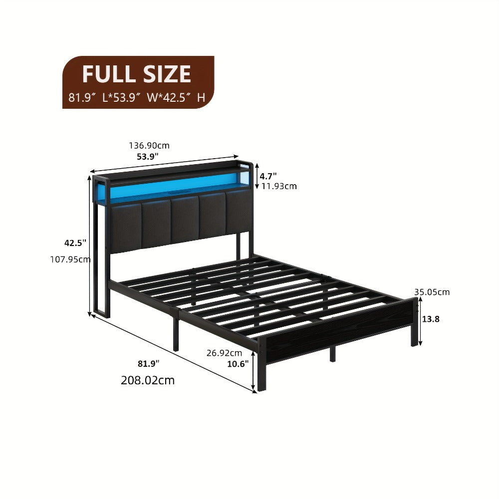 Twin Queen Bed Frame with Charging Station for Bedroom Comfort and Support detail image - detail view 14