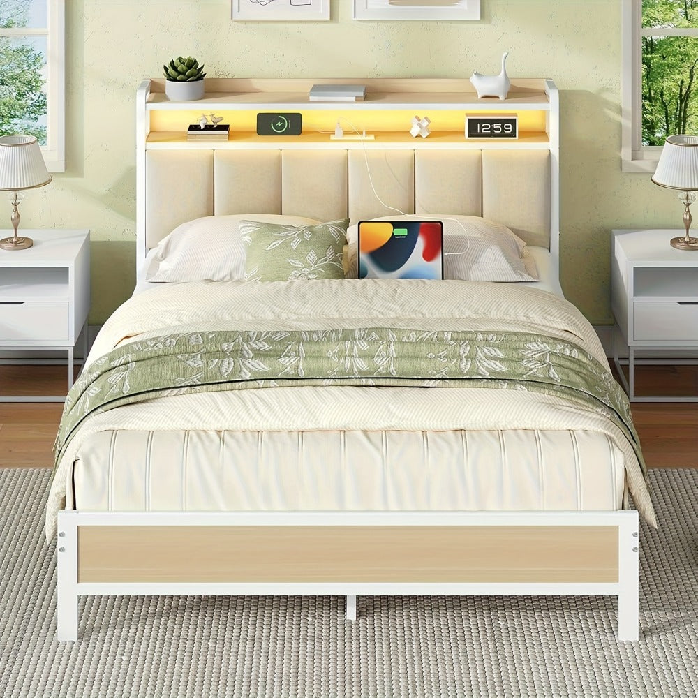 Twin Queen Bed Frame with Charging Station for Bedroom Comfort and Support detail image - detail view 17