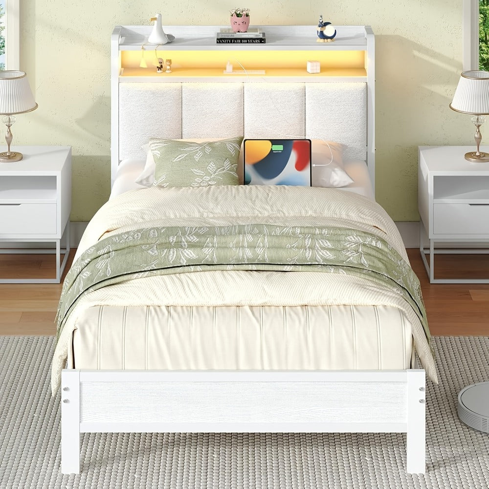 Twin Queen Bed Frame with Charging Station for Bedroom Comfort and Support detail image - detail view 3