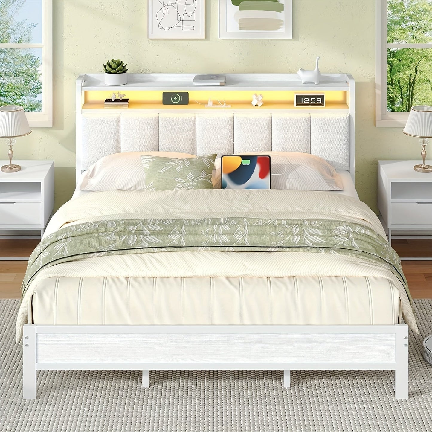 Bed Frame shown in the White, King option