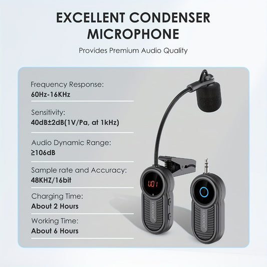 UHF Wireless Instrument Microphone for Saxophone, Brass and Winds detail image