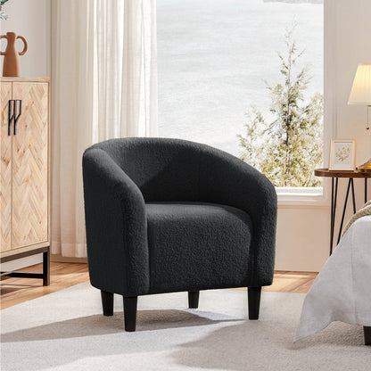 Accent Chair, Boucle Barrel with Arms Upholstered Club Chair for Living Room & Bedroom shown in the main product view