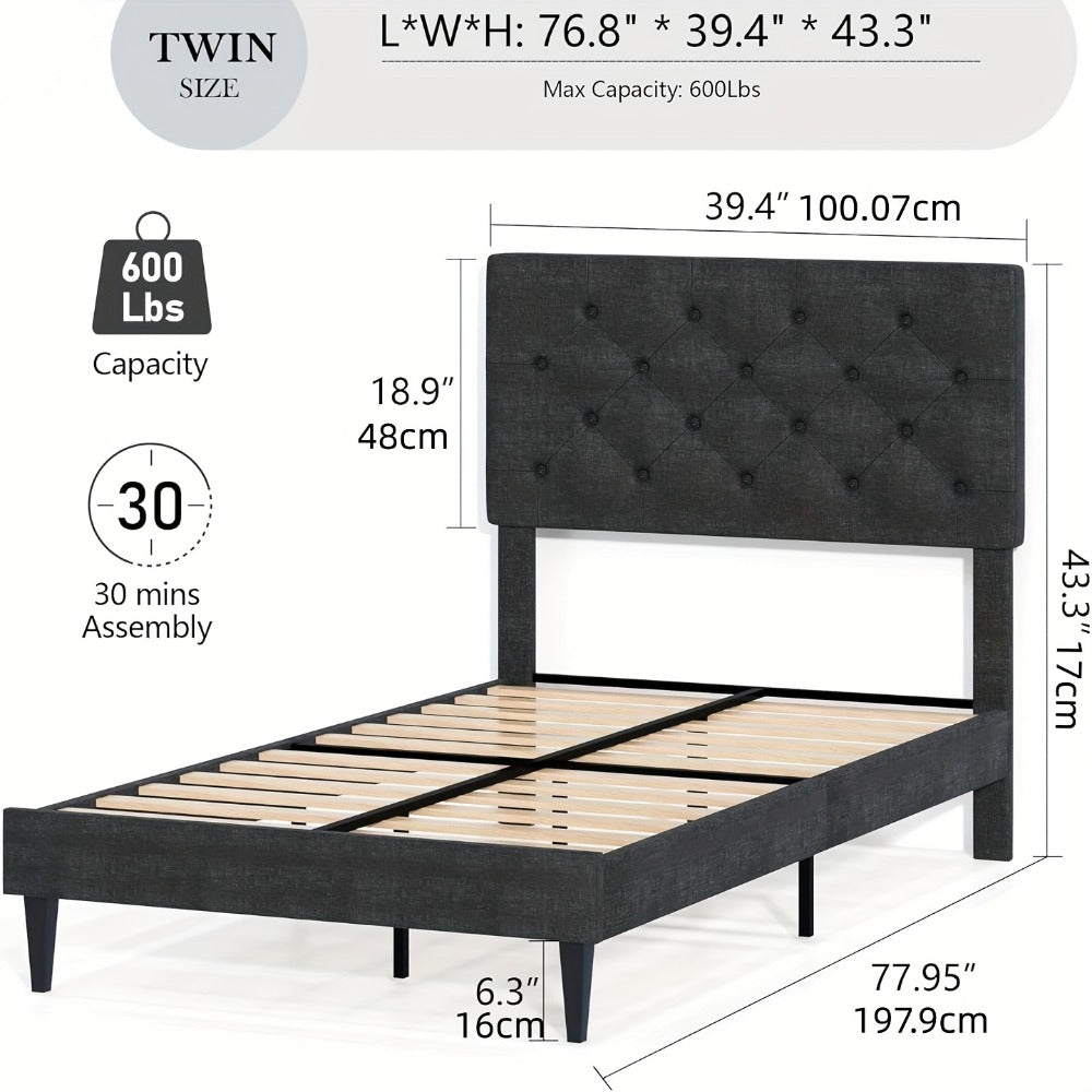 Upholstered Bed Frame, Bedroom Platform Bed for Bedroom Comfort and Support detail image - detail view 10