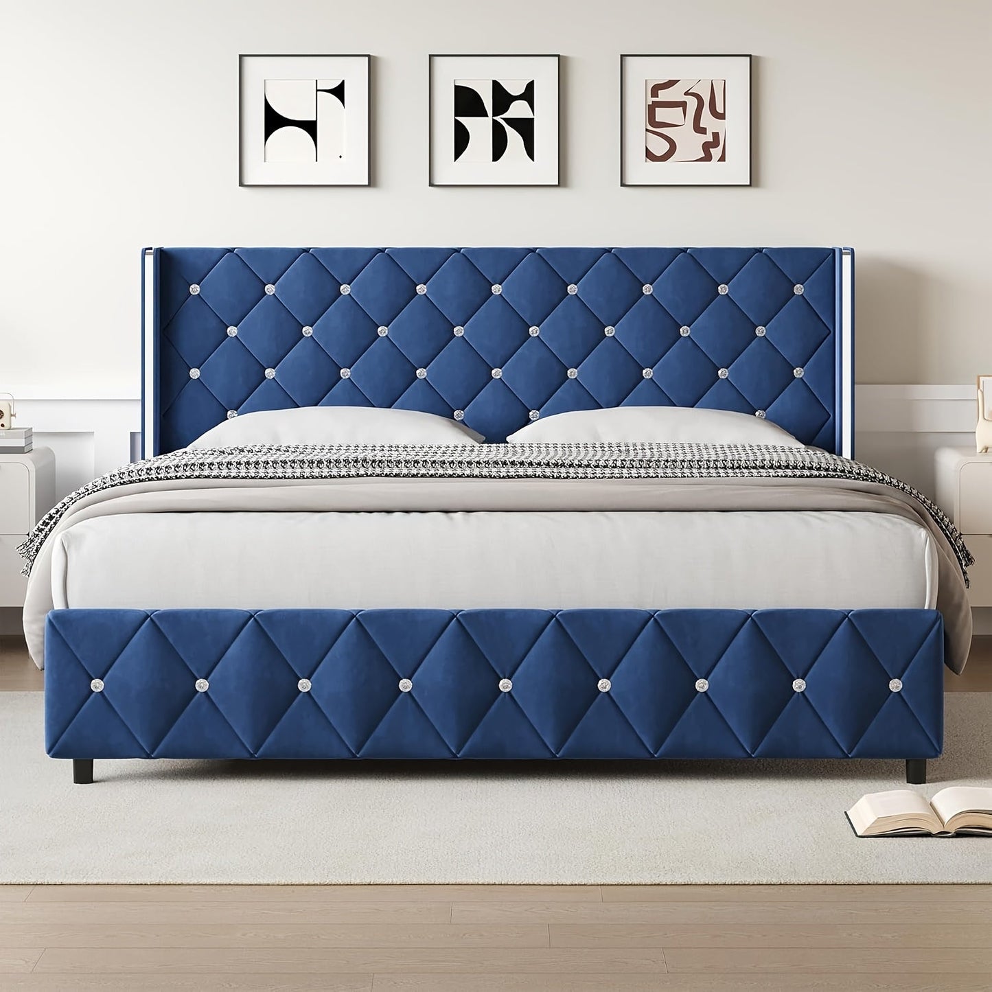 Bed Frame shown in the Blue, King option