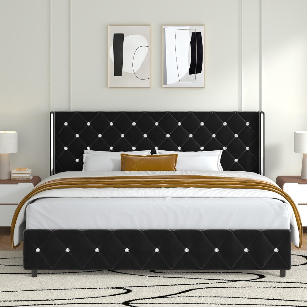 Upholstered Bed Frame with No Box Spring Needed, Bedroom Platform Bed detail image - detail view 11