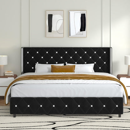 Upholstered Bed Frame with No Box Spring Needed, Bedroom Platform Bed detail image - detail view 11