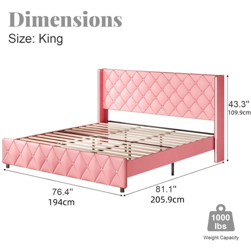 Upholstered Bed Frame with No Box Spring Needed, Bedroom Platform Bed detail image - detail view 12