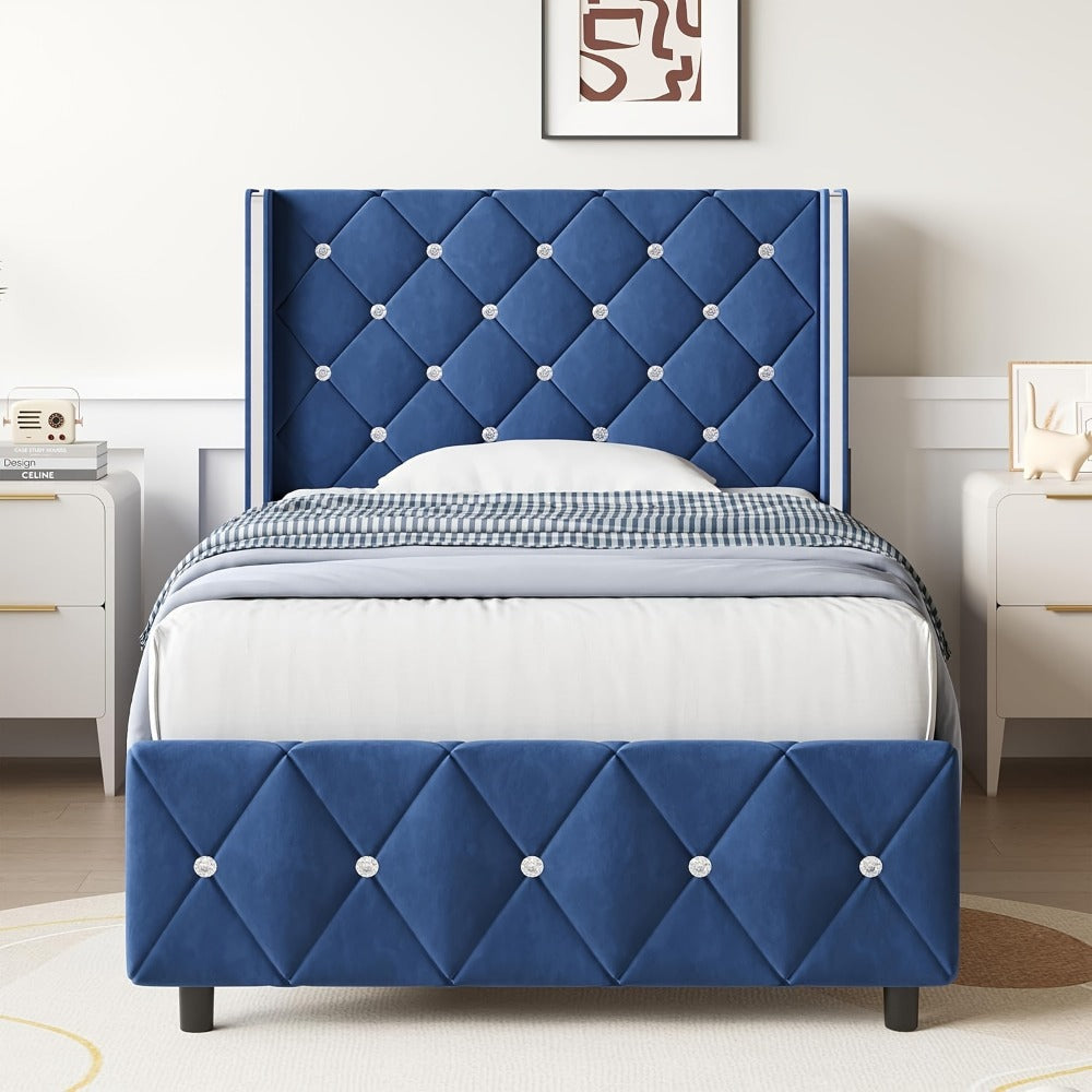 Upholstered Bed Frame with No Box Spring Needed, Bedroom Platform Bed detail image - detail view 13