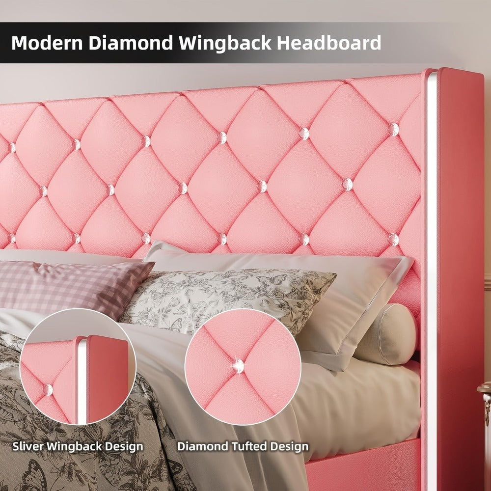 Upholstered Bed Frame with No Box Spring Needed, Bedroom Platform Bed detail image - detail view 14