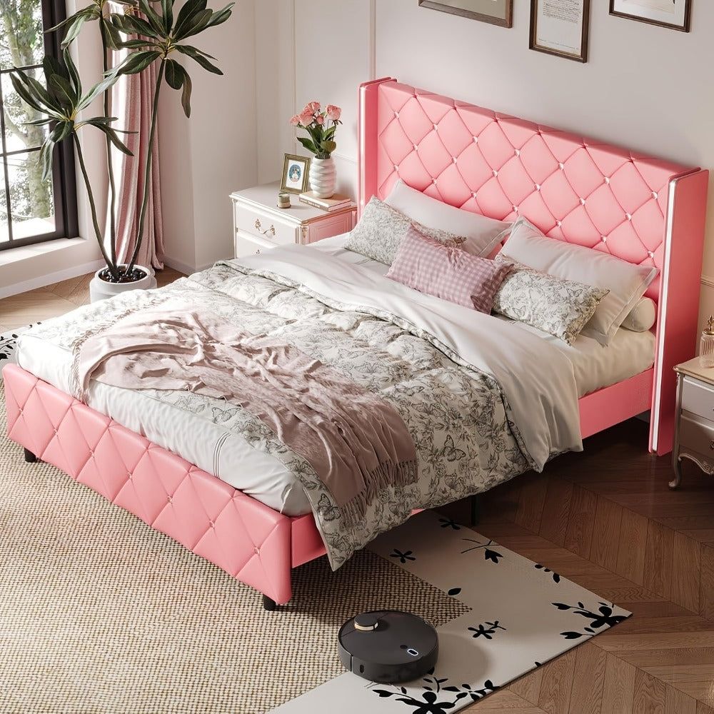 Upholstered Bed Frame with No Box Spring Needed, Bedroom Platform Bed detail image - detail view 18