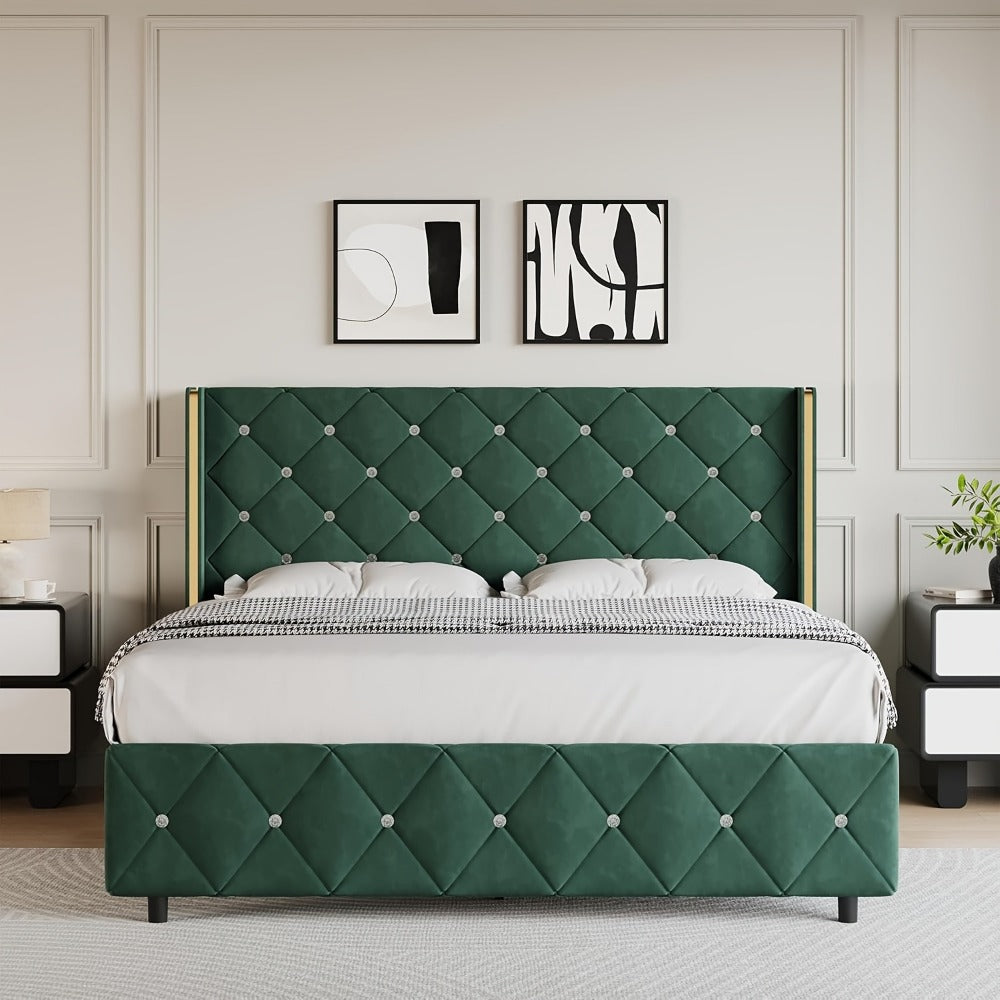 Upholstered Bed Frame with No Box Spring Needed, Bedroom Platform Bed detail image - detail view 20