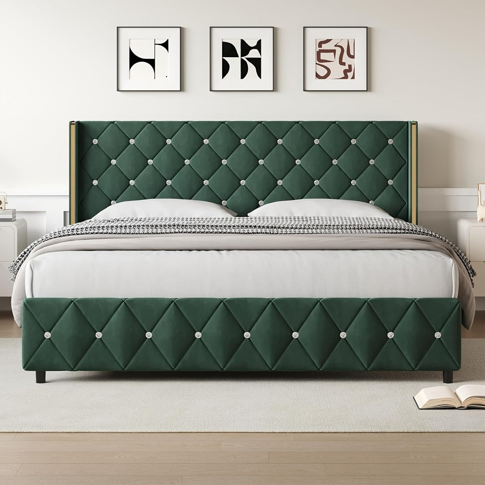 Upholstered Bed Frame with No Box Spring Needed, Bedroom Platform Bed detail image - detail view 21