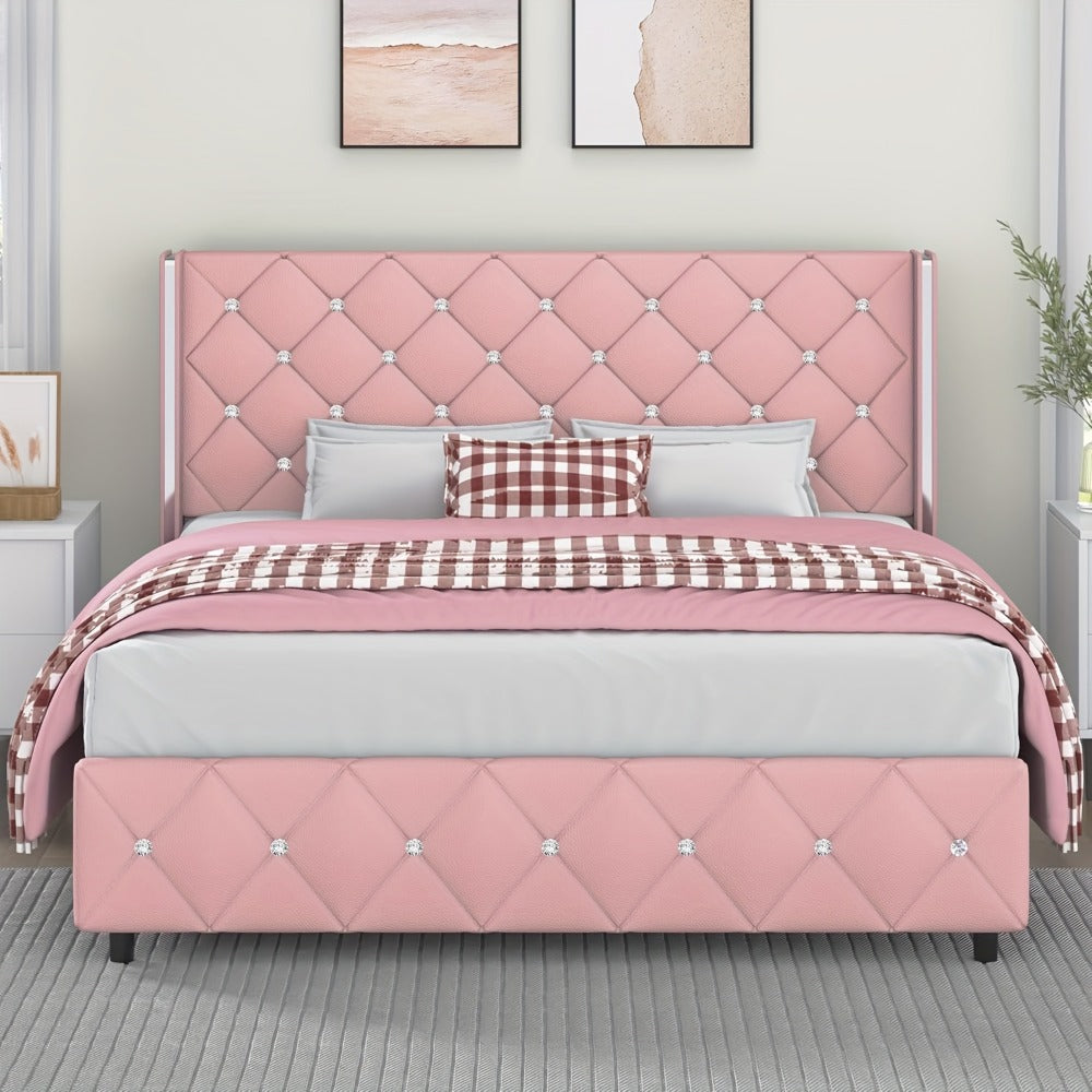 Upholstered Bed Frame with No Box Spring Needed, Bedroom Platform Bed detail image - detail view 23