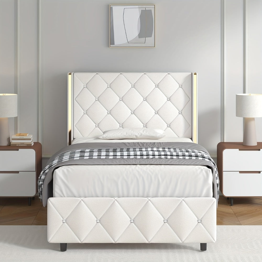 Upholstered Bed Frame with No Box Spring Needed, Bedroom Platform Bed detail image - detail view 25