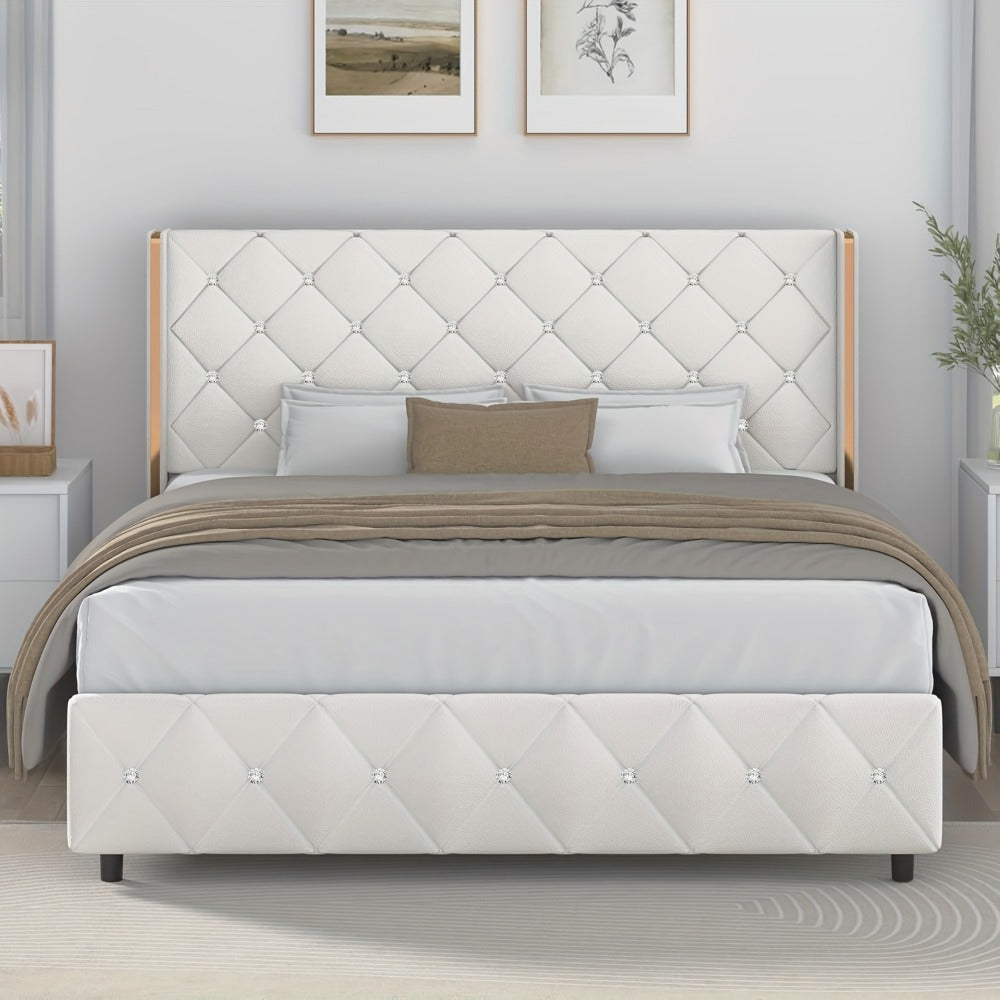 Upholstered Bed Frame with No Box Spring Needed, Bedroom Platform Bed detail image - detail view 26