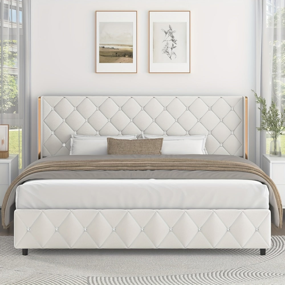 Upholstered Bed Frame with No Box Spring Needed, Bedroom Platform Bed detail image - detail view 27
