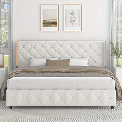 Upholstered Bed Frame with No Box Spring Needed, Bedroom Platform Bed detail image - detail view 27