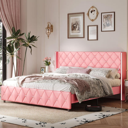 Upholstered Bed Frame with No Box Spring Needed, Bedroom Platform Bed detail image - detail view 28