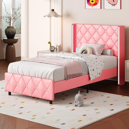 Upholstered Bed Frame with No Box Spring Needed, Bedroom Platform Bed detail image - detail view 4