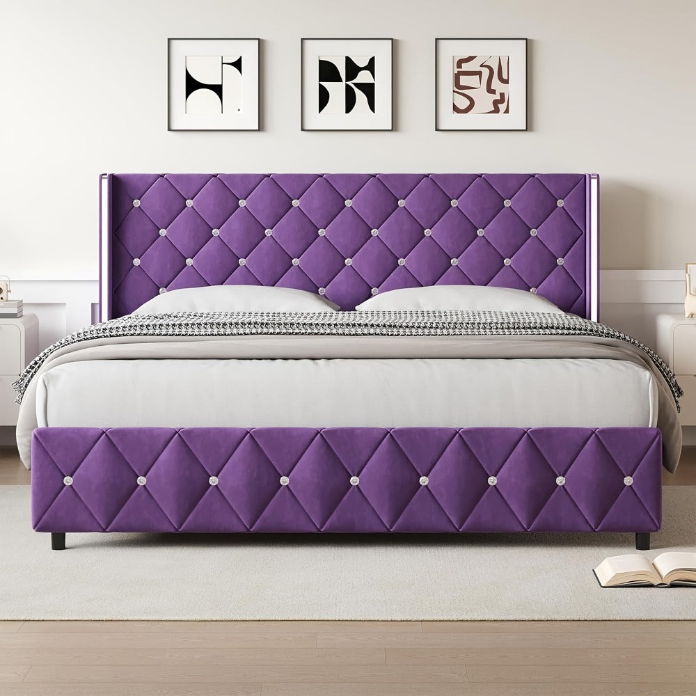 Upholstered Bed Frame with No Box Spring Needed, Bedroom Platform Bed detail image - detail view 5
